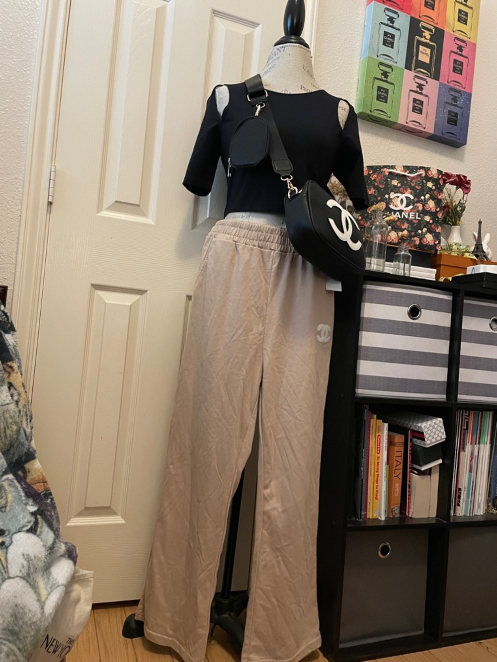 Beige / Butter  yellow .Wide-Leg Lounge Pants — Soft Elastic Waist. Closet clear